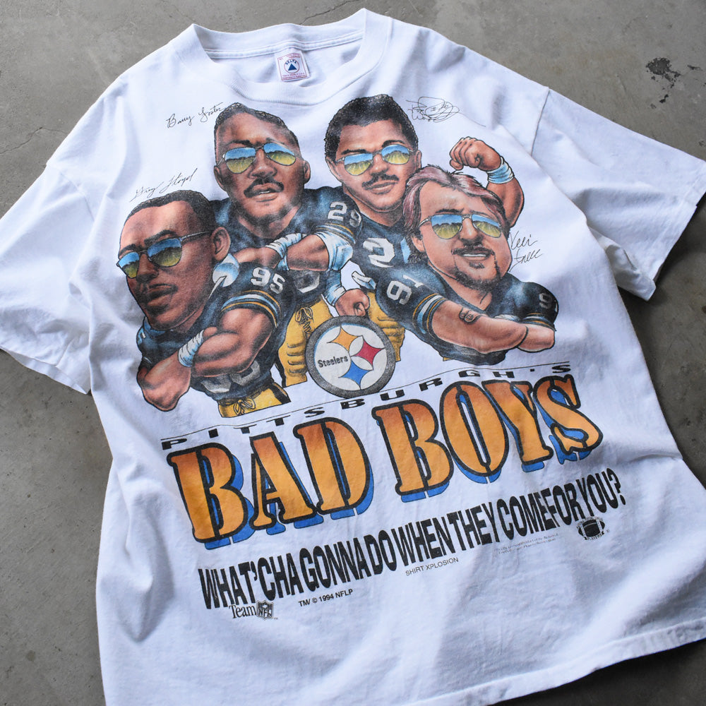 90's “NFL Pittsburgh Steelers / BAD BOYS” イラスト Tシャツ 250613
