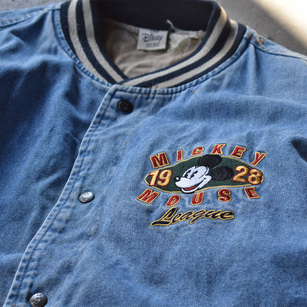 90’s Disney “Mickeymouse” 中綿入り デニム アワードジャケット 231214