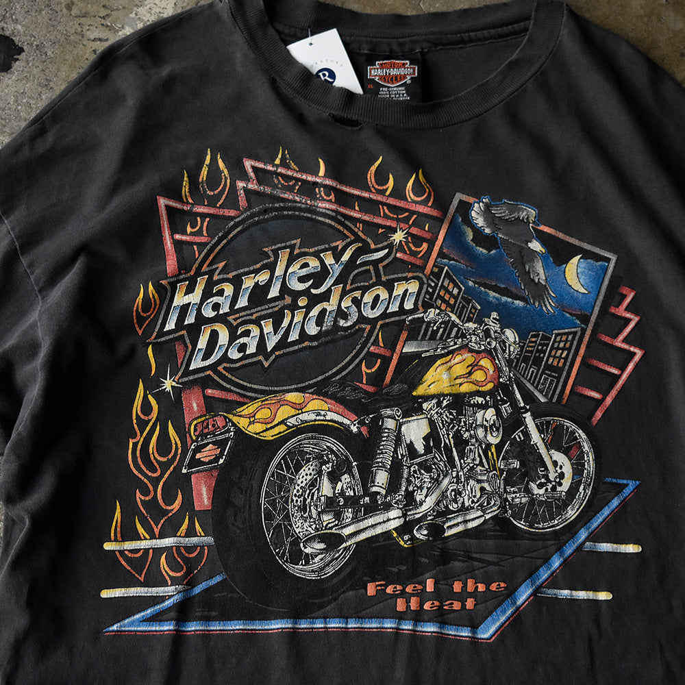 90's Harley Davidson “FEEL THE HEAT“ バイク Tシャツ USA製 250722H
