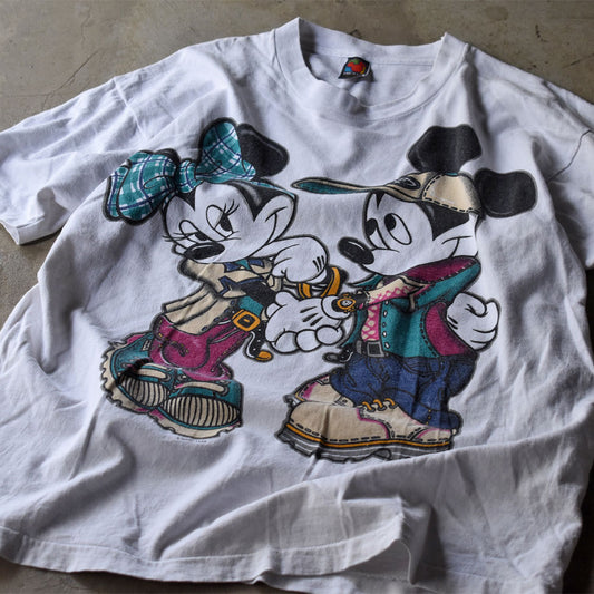 90's Disney ”Mickey&Minnie” キャラ Tシャツ USA製 240629
