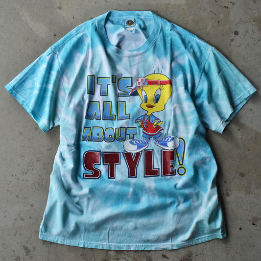 Y2K　Looney Tunes/ルーニー・テューンズ “IT’S ALL ABOUT STYLE！” タイダイTシャツ　USA製　230804