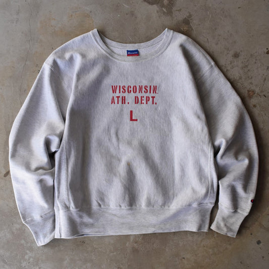 Y2K Champion RW “WISCONSIN ATH. DEPT.L” リバースウィーブ スウェット 251226H