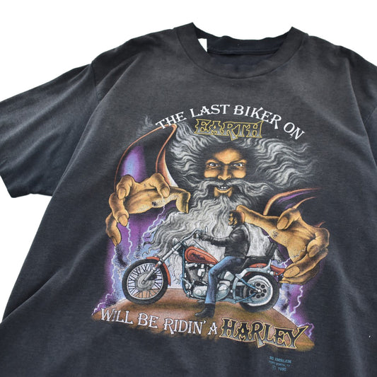 90's 3D Emblem/HARLEY-DAVIDSON "The Last Biker on Earth" ハーレーTシャツ 260501H