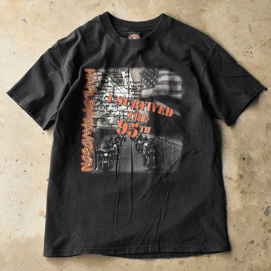 90's Harley-Davidson “I SURVIVED THE 95TH” 両面プリント Tシャツ USA製 240805