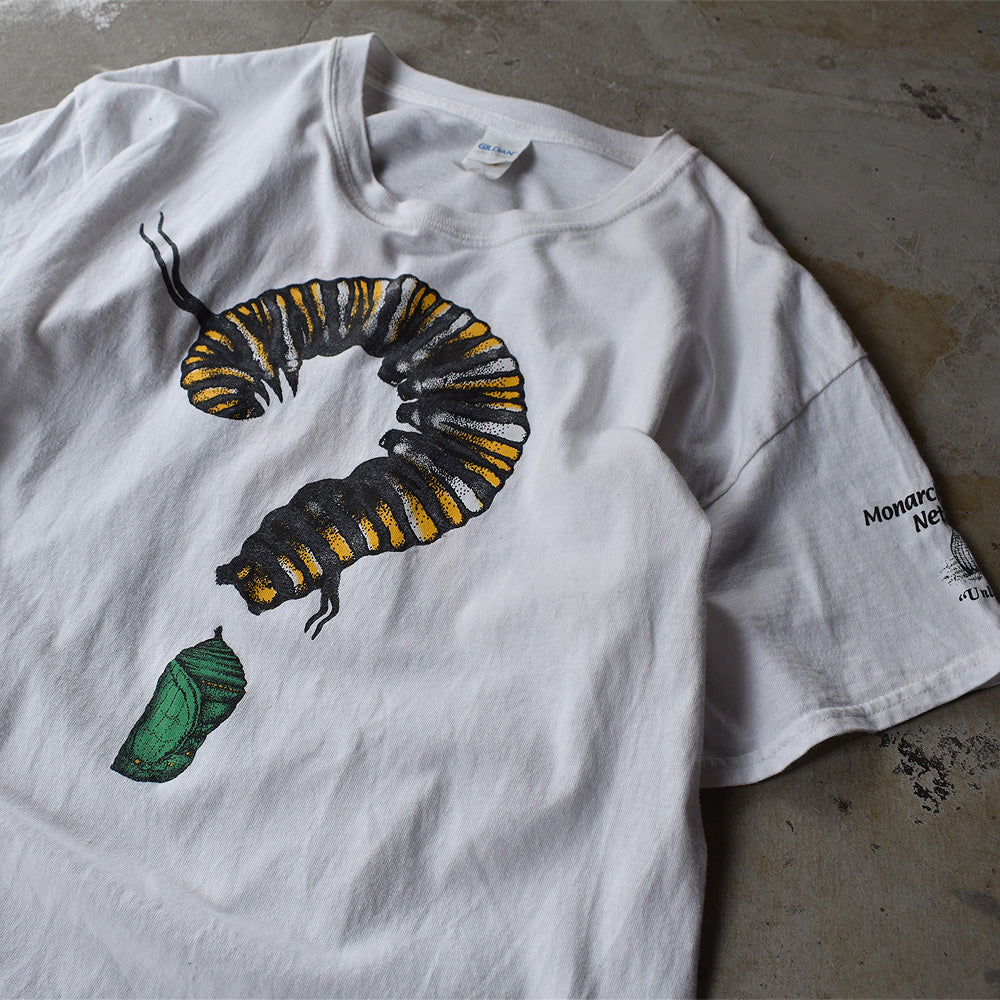 Y2K Monarch Teacher Network “insect question” 蝶 昆虫 アートTシャツ 231008