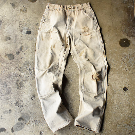 Y2K フェード＆ダメージ！ Carhartt ダブルニー ブラウンダック ペインターパンツ USA製 250128H