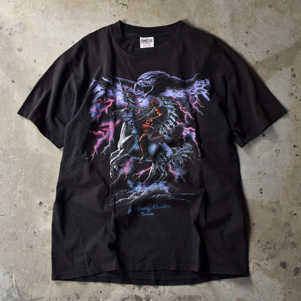 90's　HABITAT XCV “indian thunder” アニマルプリント Tシャツ　USA製　230502