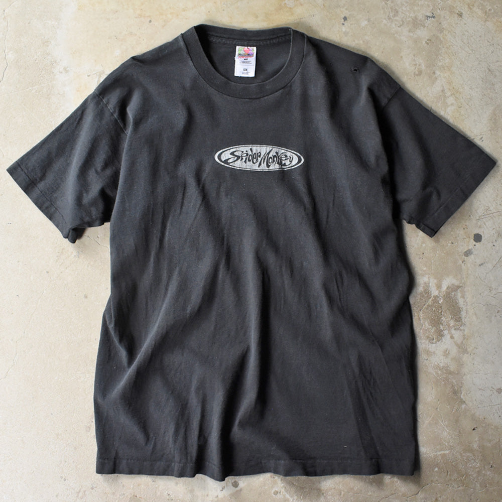 Spider Monkey 楕円形ロゴ Tシャツ 2000年代 ブラック フルーツオブザルーム XL 古着