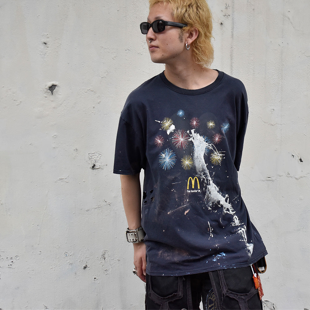 Y2K ダメージ！ペンキ！ “McDonald's×花火“ Tシャツ 240619H