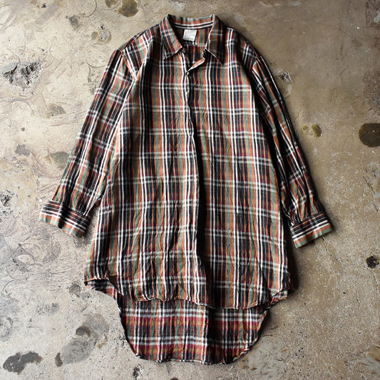 60's~ Sans peur Sans reproche チェック柄 グランパシャツ Euro製 250418H