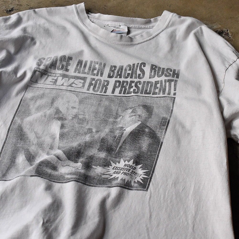 Weekly World News エイリアン ブッシュ大統領 フォトTシャツ 90年代〜 ヴィンテージ