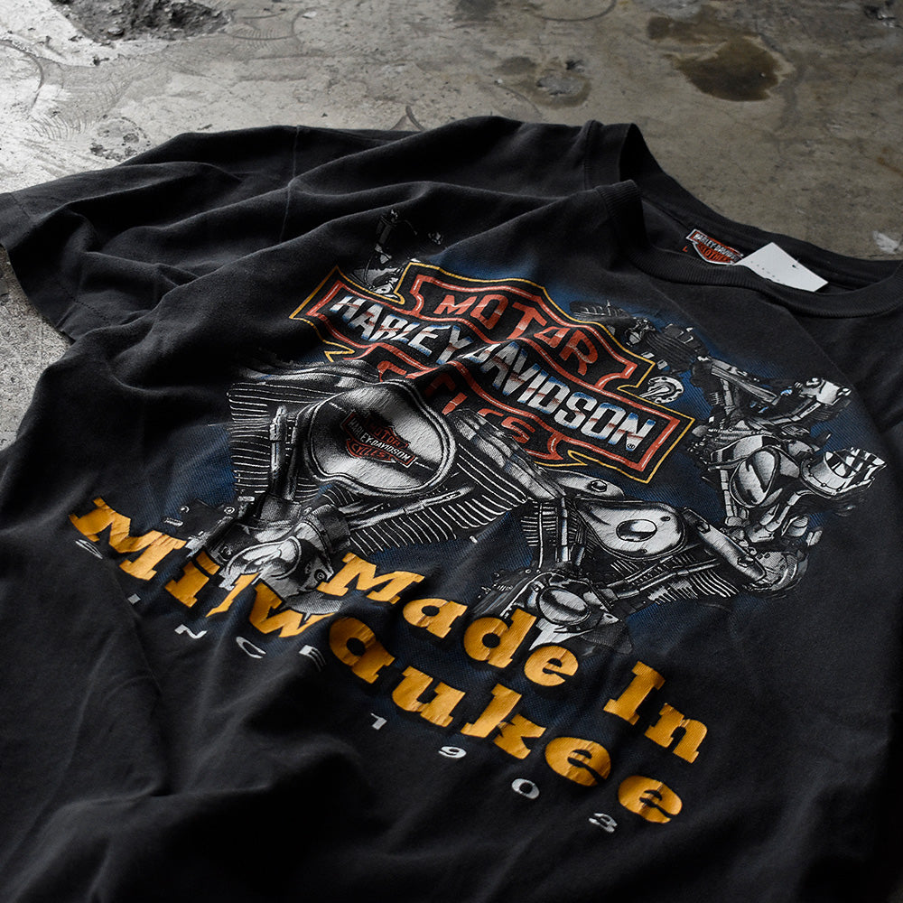 ハーレーダビッドソン エンジン プリント Tシャツ 1990年 USA製 ヴィンテージ