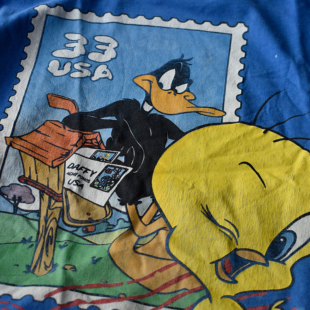90's Looney Tunes “Tweety×Daffy Duck stamp！” 海外アニメ キャラ Tシャツ 250728H