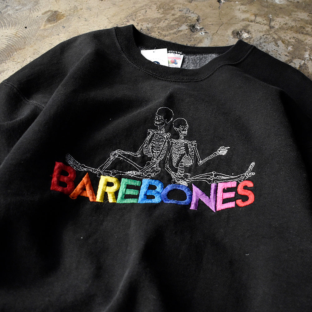 BAREBONES レインボー刺繍 ボーン スウェット 90年代 USA製 ヴィンテージ