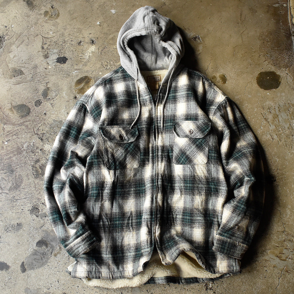 SCHMIDT WORKWEAR ボアライナー オンブレチェック フード付きネルシャツ 2000年代 古着