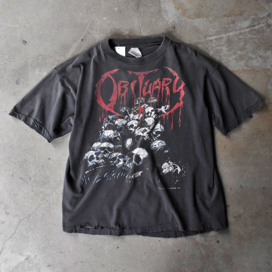 90’s OBITUARY "UK/European Tour 1991" Skull Pile デスメタル ロックTシャツ 251114H