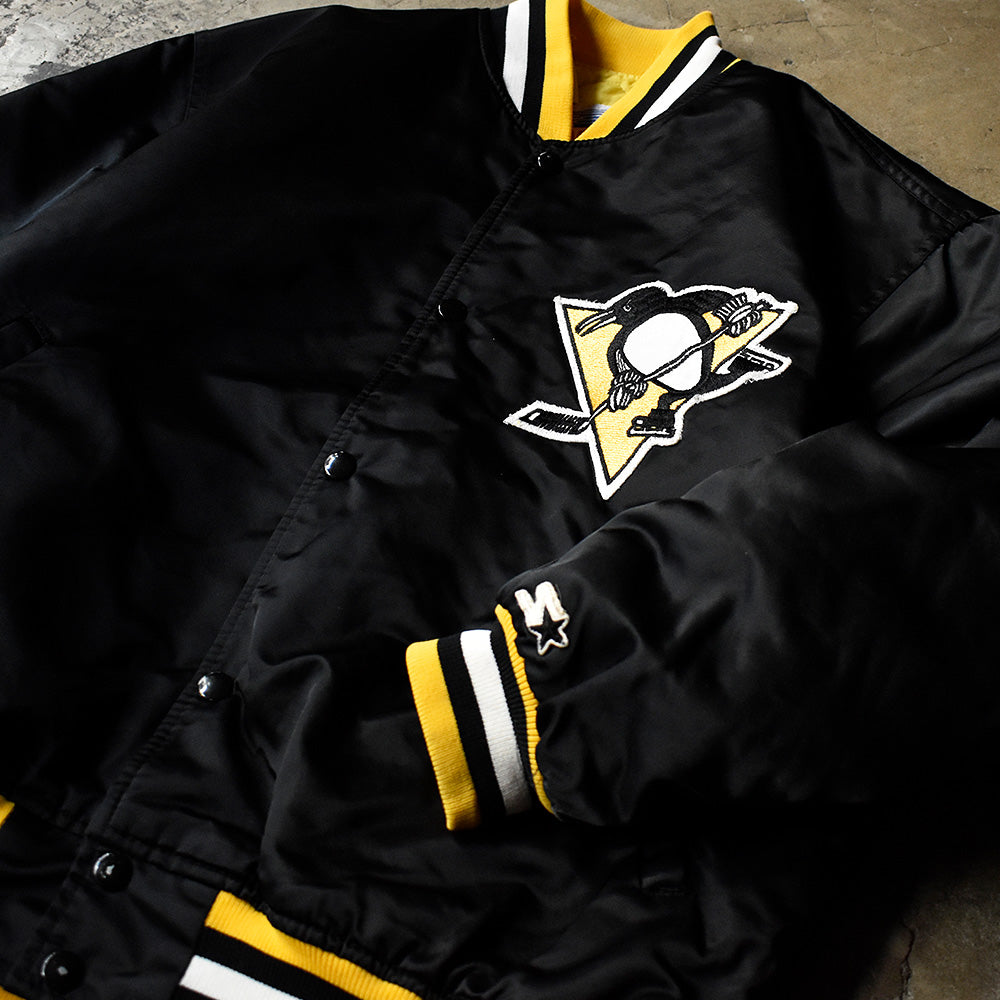 80's STARTER NHL “Pittsburgh Penguins” ナイロン アワードジャケット USA製 240202H