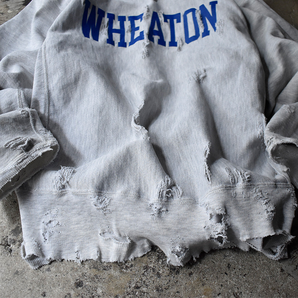 90's ボロ！ Champion “WHEATON” 両面プリント RWスウェット 250304H