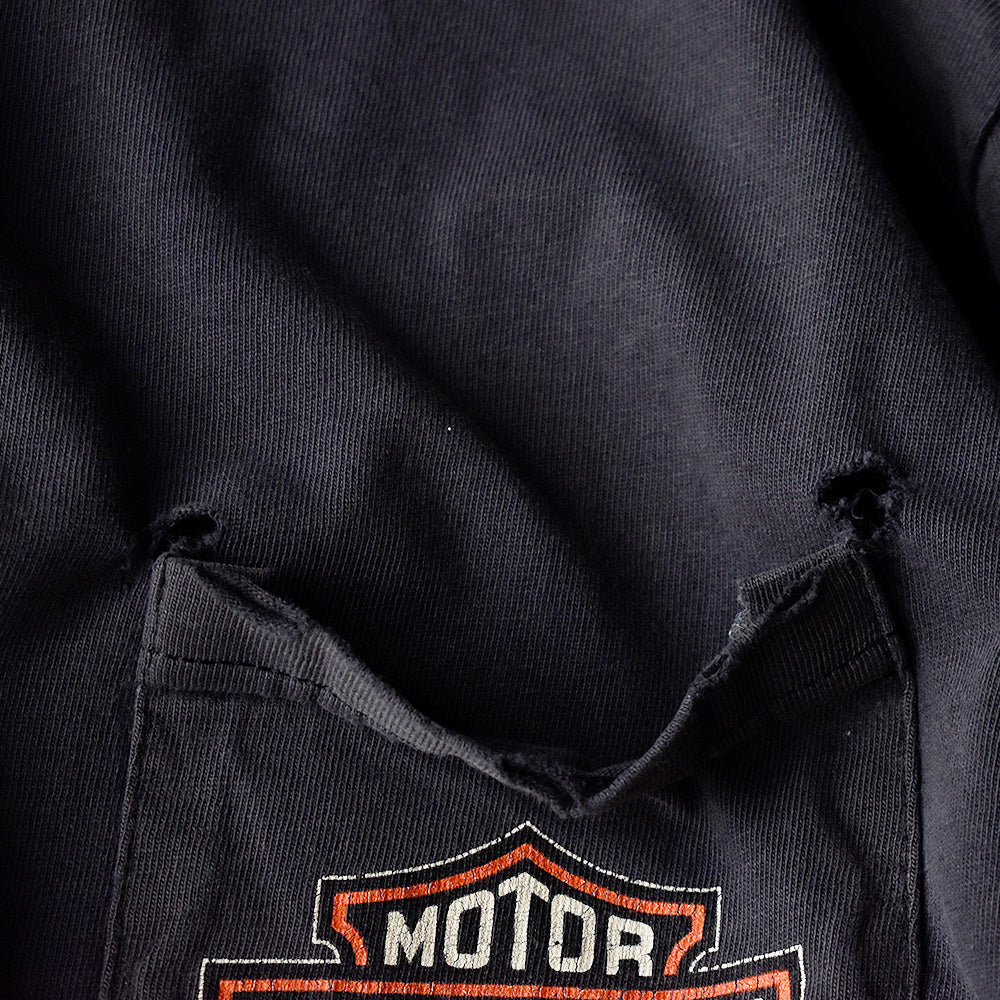 Y2K ダメージ！ Harley-Davidson イーグル ポケットロングスリーブTシャツ 240607H