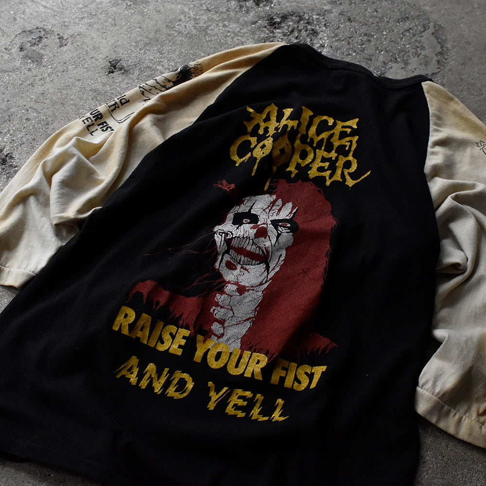 80's　Alice Cooper/アリス・クーパー　"Raise Your Fist and Yell"　World Tour Raglan sleeve Tee　 230814H