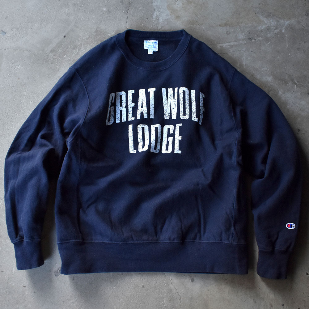 チャンピオン リバースウィーブ GREAT WOLF LODGE スウェット 2010年代〜 ネイビー 古着