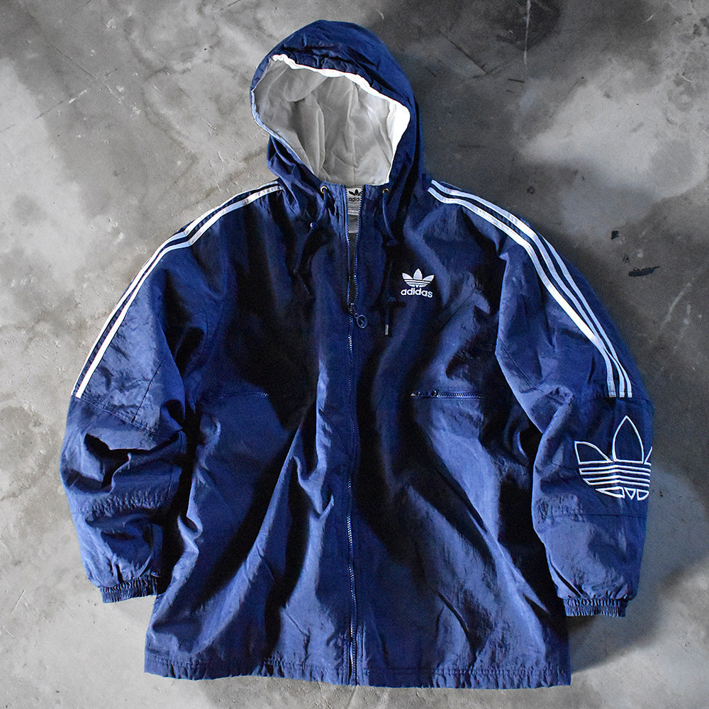 90's adidas トレフォイルロゴ 中綿入り ナイロンジャケット 240310