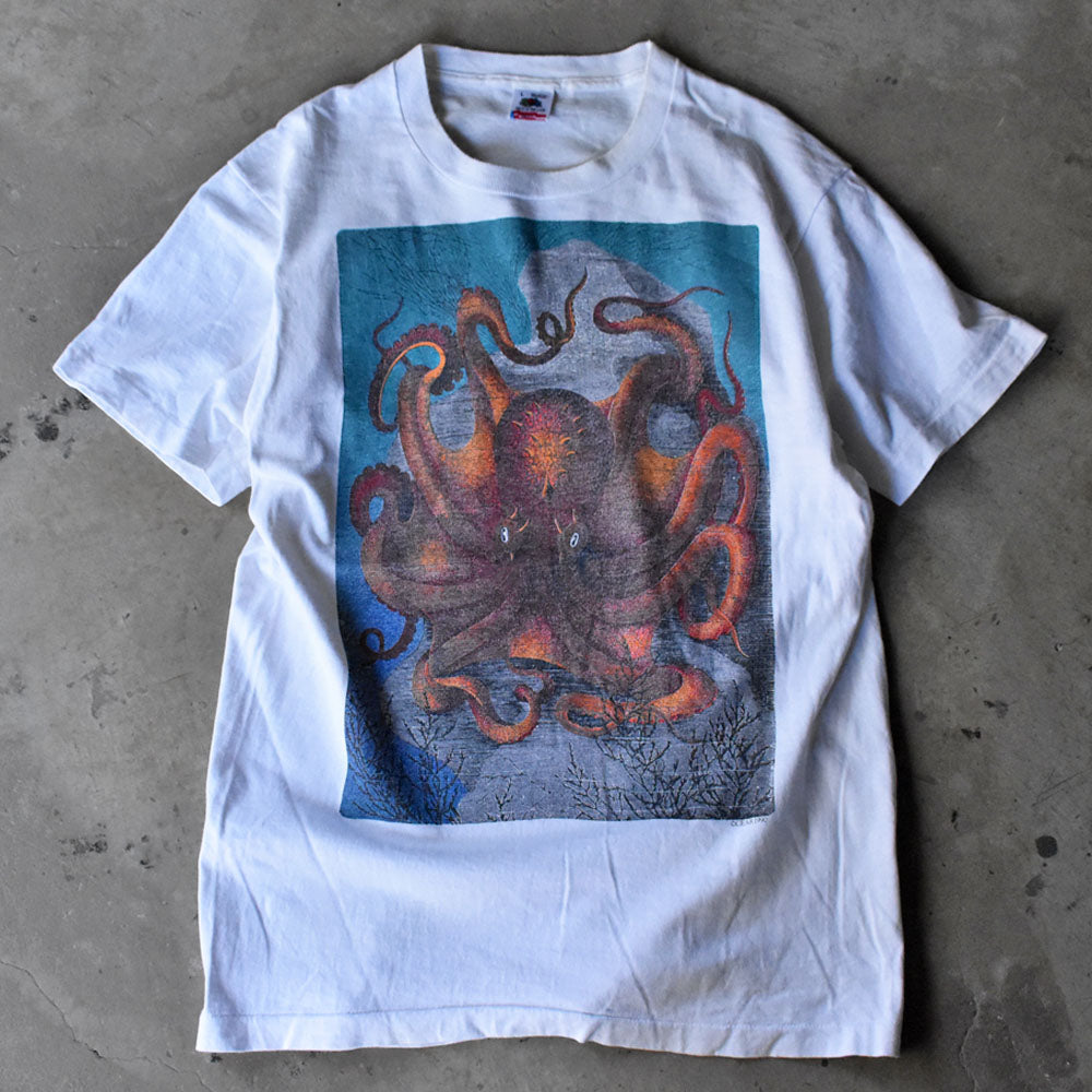 90’s Fruit of the Loom “ENDANGERED SPECIES” タコ Tシャツ USA製 240505