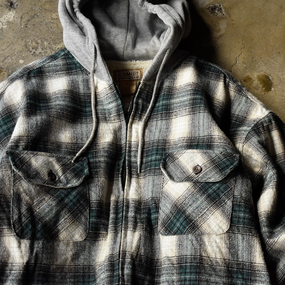 Y2K SCHMIDT WORKWEAR  ボアライナー オンブレチェック フード付きネルシャツ 250120H