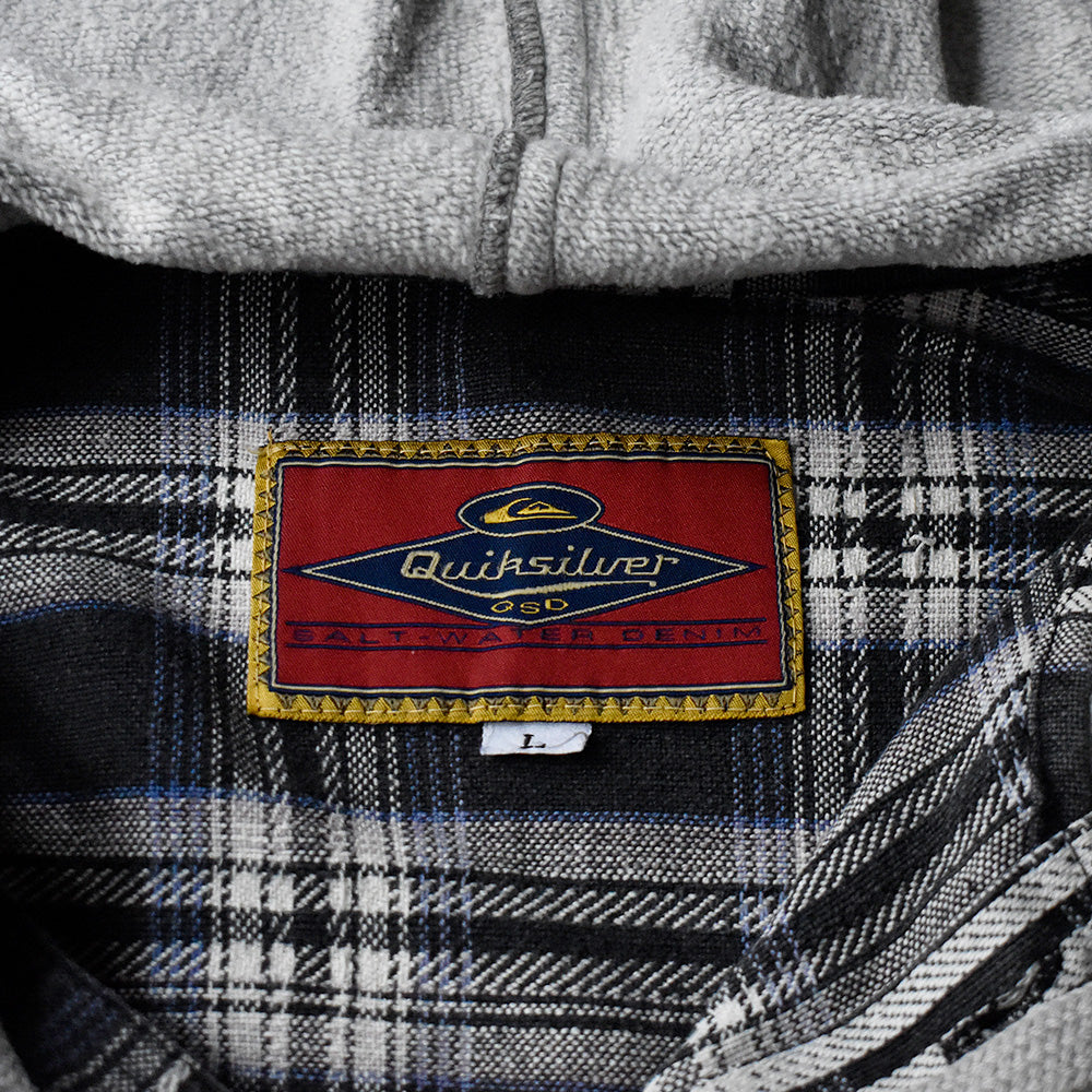 90's Quiksilver フード付き チェック柄シャツ 231216H