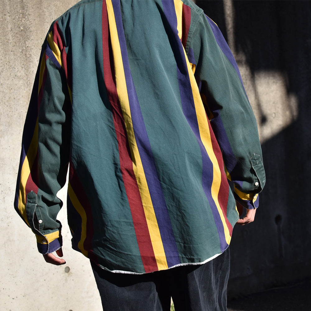 90's Ralph Lauren エンブレムパッチ マルチストライプ ボタンダウンシャツ 240327 S2080