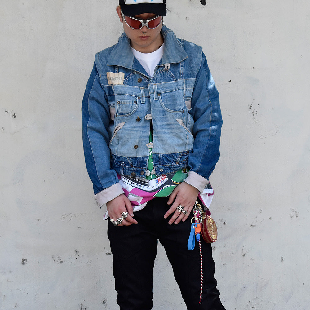 80’s Desigual “Mickey/アイコニックジャケット” パッチワーク デニムジャケット  250619H