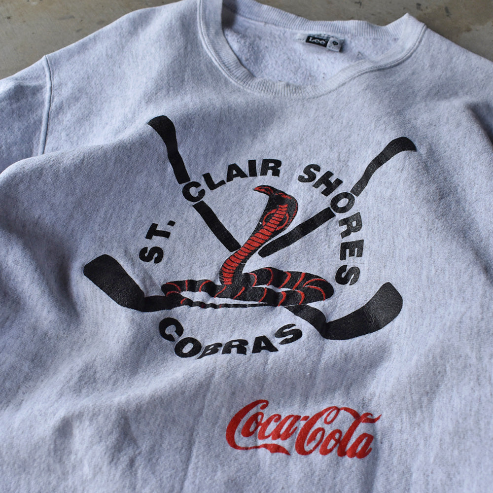 90's　Lee “ST.CLAIR SHORES COBRAS” Coca-Colaプリント！ リバースタイプ スウェット　USA製　230612