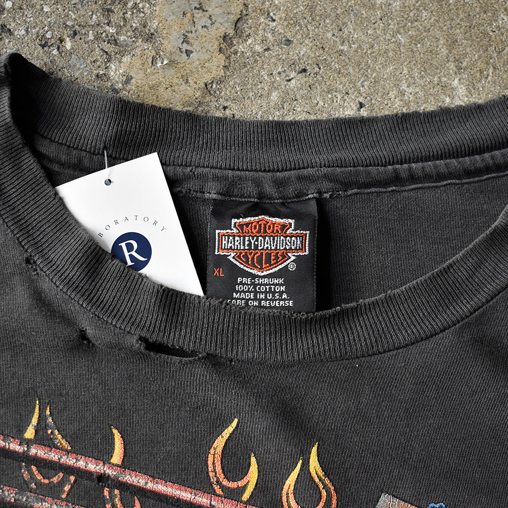 90's Harley Davidson “FEEL THE HEAT“ バイク Tシャツ USA製 250722H