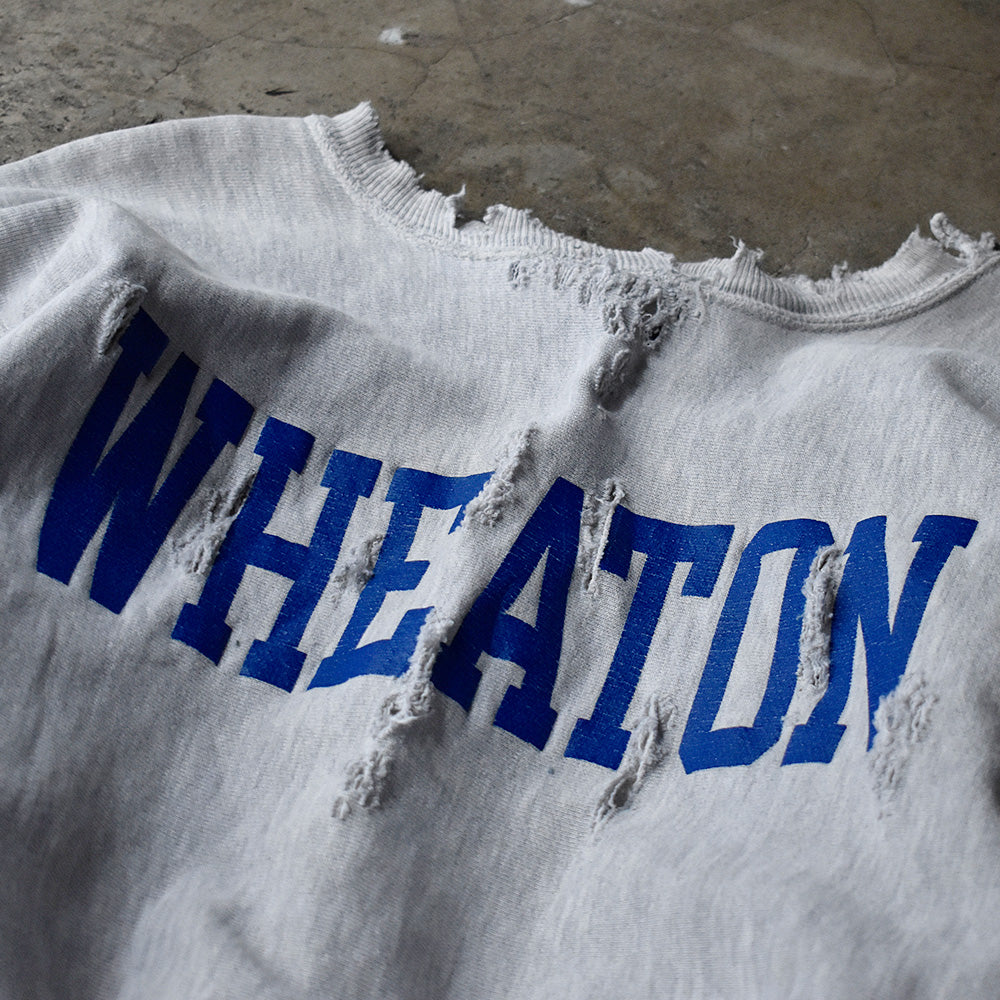 90's ボロ！ Champion “WHEATON” 両面プリント RWスウェット 250304H