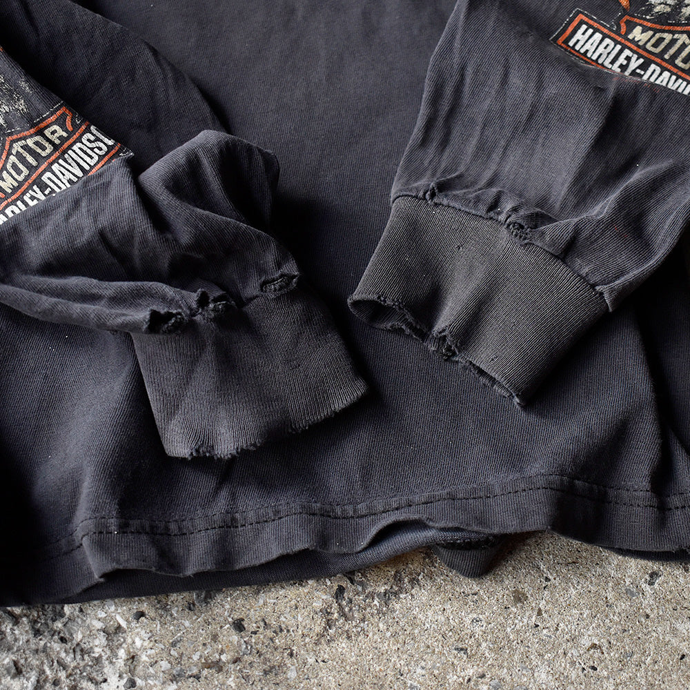 Y2K ダメージ！ Harley-Davidson イーグル ポケットロングスリーブTシャツ 240607H