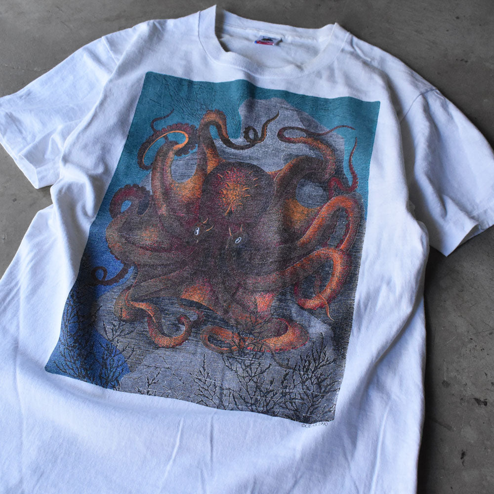 90’s Fruit of the Loom “ENDANGERED SPECIES” タコ Tシャツ USA製 240505