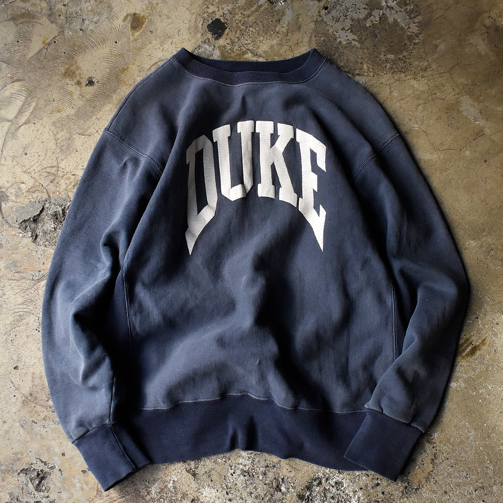 DUKE カレッジプリント リバースタイプ スウェット 90年代 ナス紺 2トーン USA製 ヴィンテージ