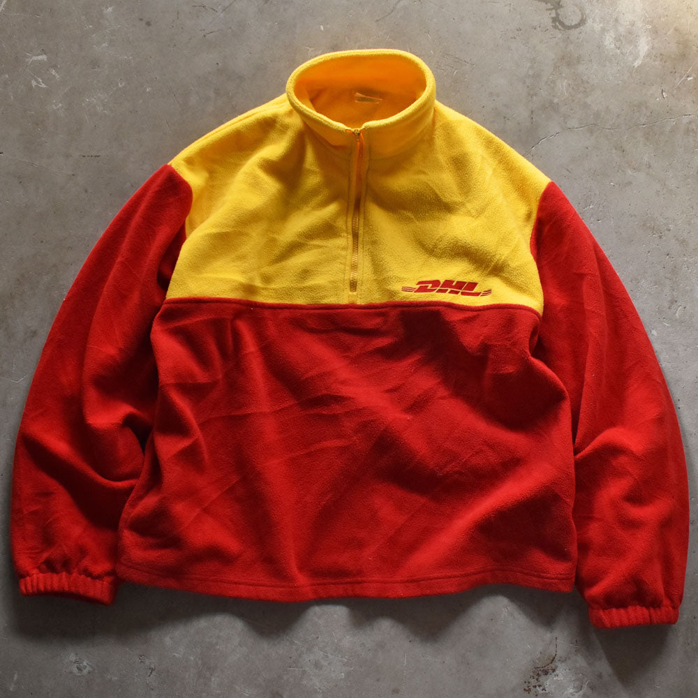 DHL 企業フリース ハーフジップ プルオーバー 90年代〜 レッド×イエロー ヴィンテージ