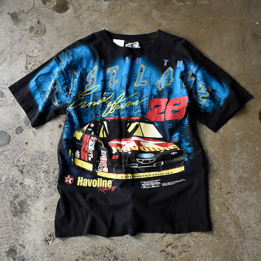 90's AOP！ LOGO ATHLETIC Racing Tシャツ 240728H