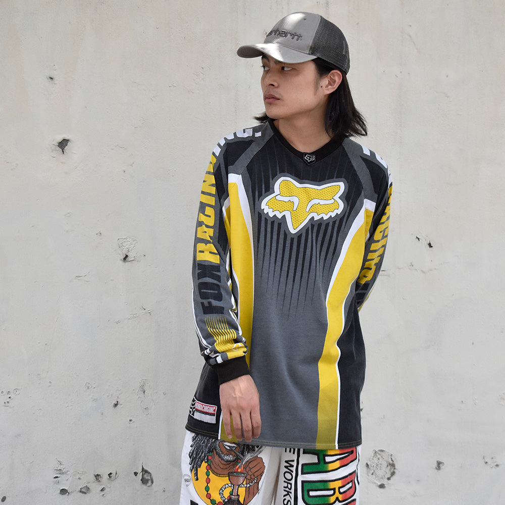 Y2K FOX RACING コットン レーシング ロングスリーブTシャツ 240818H