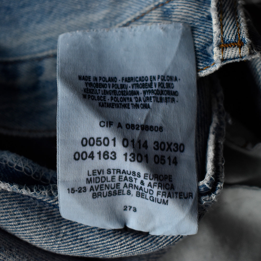 Y2K　ダメージ！　Levi's/リーバイス　501　デニムパンツ　Euro製　230903H