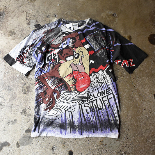 90's AOP！ Looney Tunes “タズマニアンデビル” バスケットボール 海外アニメ キャラ Tシャツ 250825H