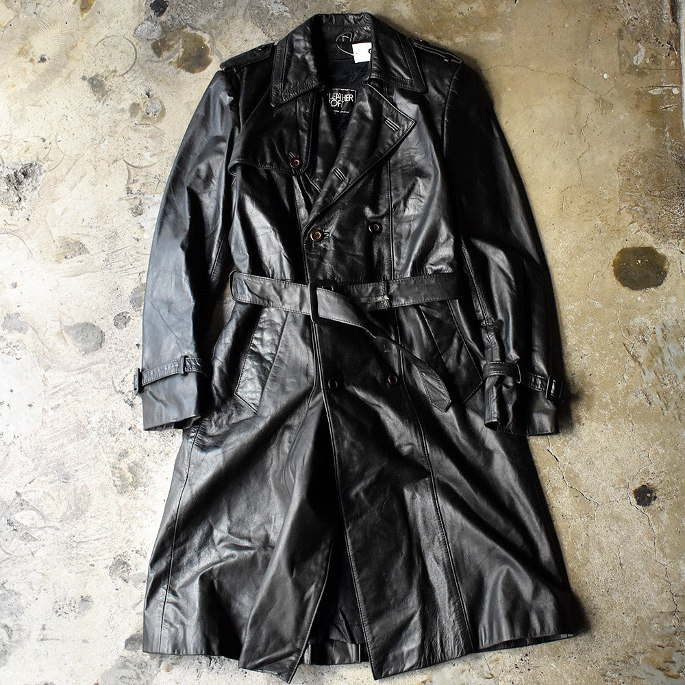 Leather Loft レザートレンチコート 1980年 ブラック ヴィンテージ