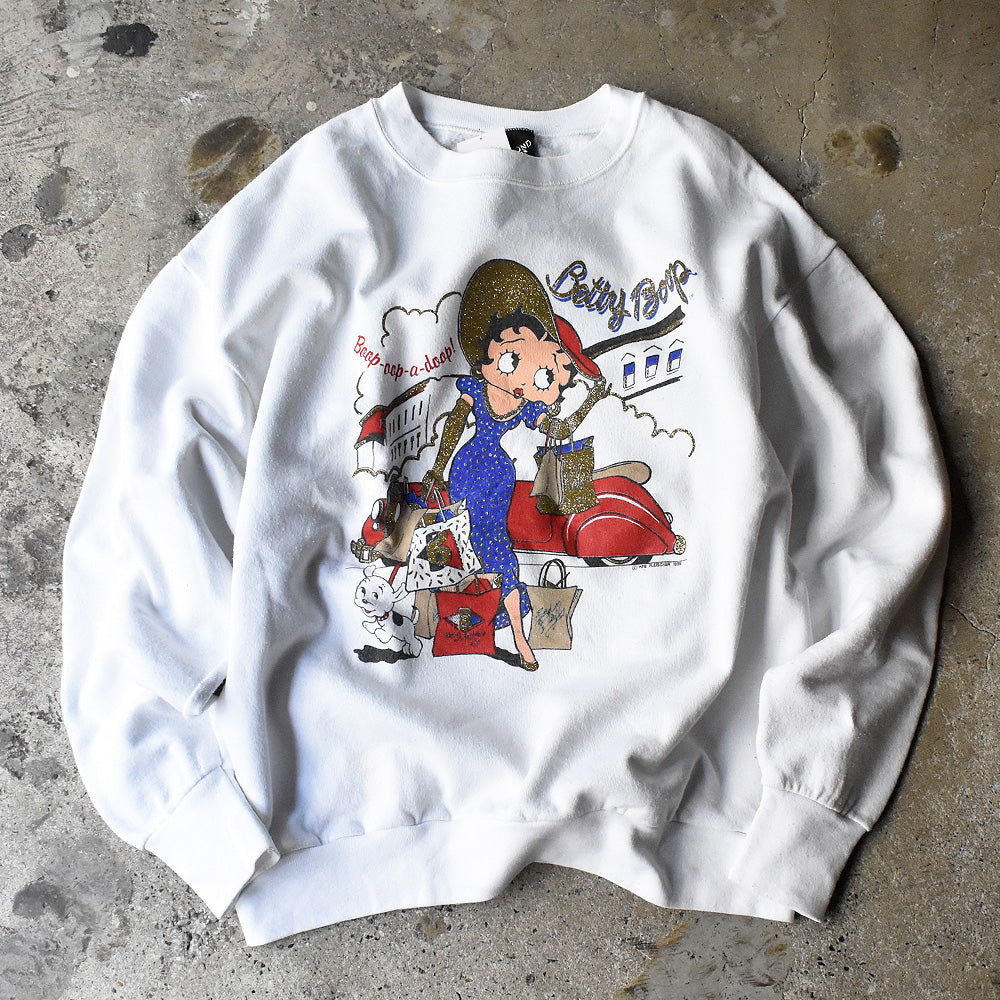 90's BETTY BOOP ゴールドラメプリント スウェット USA製 250214H