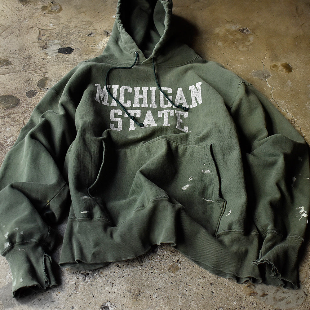 チャンピオン リバースウィーブ Michigan State パーカー 2000年代初頭 グリーン 古着