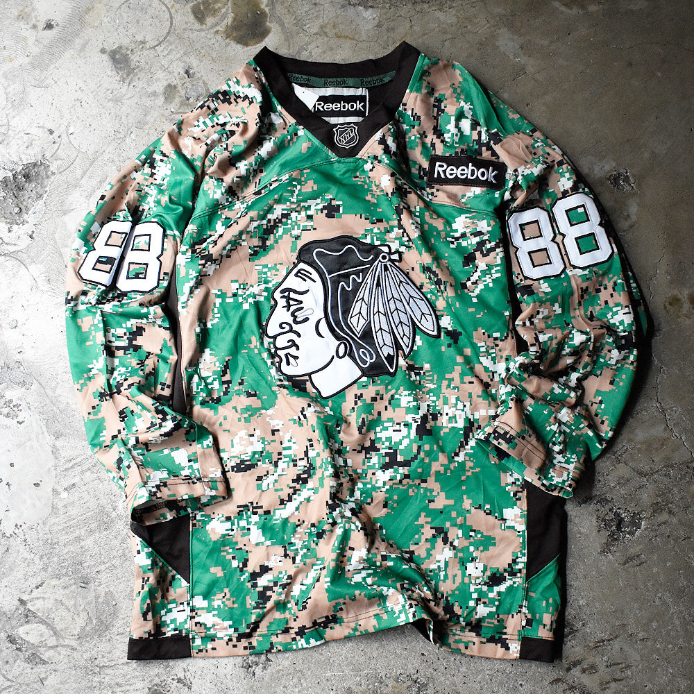 Reebok デジタルカモ！NHL “Chicago Blackhawks” ホッケーシャツ カナダ製 240520H