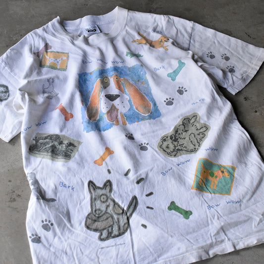 90’s “bow wow wow” DOG 全面 アニマルプリント Tシャツ 240529