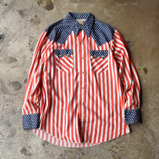 70's WASHINGTON DEE-CEE 星条旗柄 コットン ウエスタンシャツ USA製 250818H