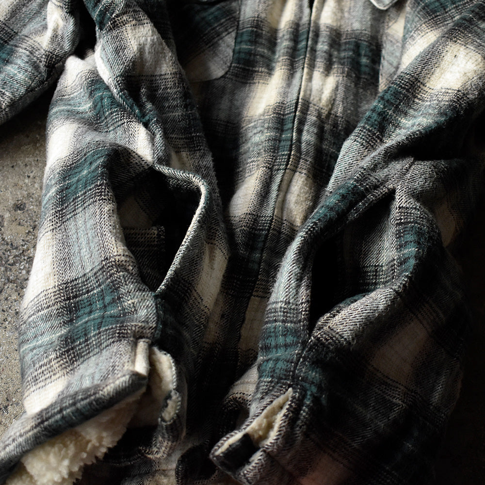 Y2K SCHMIDT WORKWEAR  ボアライナー オンブレチェック フード付きネルシャツ 250120H