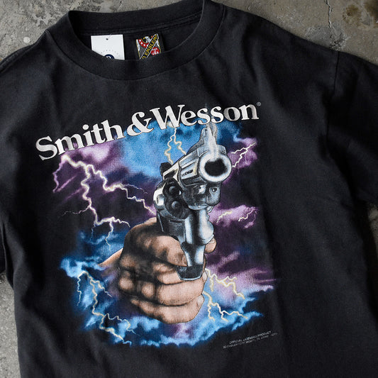 90's 3D EMBLEM “smith&wesson“ Thunder×Gun! Tシャツ USA製 250513H